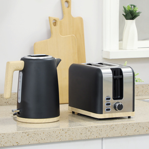 HOMCOM 1.7L Fast Boil Kettle and 2 Slice Toaster Set Sleek and Modern Design - Black by HOMCOM