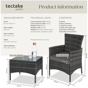 Rattan Garden Furniture Set Lucerne Two Sets Of Cushion Covers by tectake