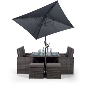 Giardino Rattan Cube Dining Set - Grey / 4 by Giardino