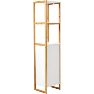 4-Tier Bathroom Cabinet with Bamboo Frame - White by lifeideas