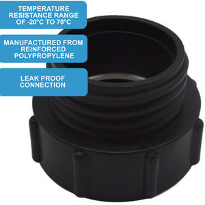 IBC S60x6 (2 inch) Male to (62mm) BSP Female Adaptor - Black by DNA PACKAGING LTD