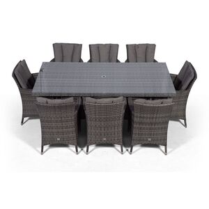 Savannah Square Rattan Patio Dining Set - Grey / 8 by Giardino