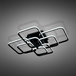 Square Black Frame Chandelier LED Ceiling Light - Black / 20cm / 215W by Livingandhome