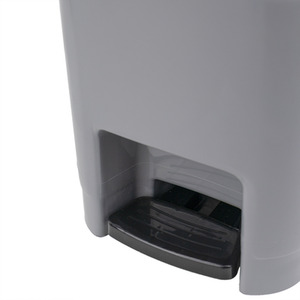 Slim Plastic Lidded Pedal Waste Bin - Grey by JVL