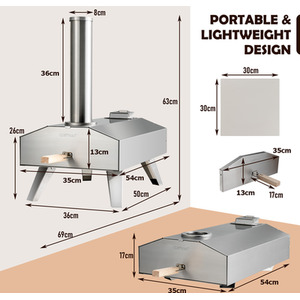 Portable Outdoor Pizza Maker Oven - Silver by Costway