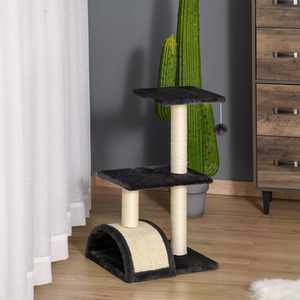 PawHut Cat 72cm Tree Tower for Indoor Cats with Scratching Post - Black by PawHut