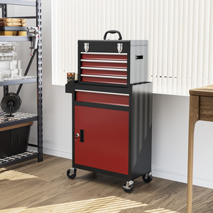 HOMCOM Tool Cabinet on Wheels with 5 Drawers - Red by HOMCOM