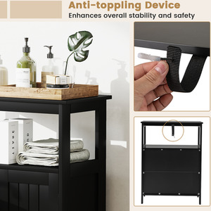 Bathroom Floor Cabinet Modern Storage Organizer - Black by Costway