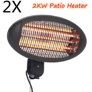 2x 2KW Wall Mounted Electric Heater - Black