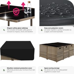 Malaga 641 Rattan Garden Furniture Set with Protective Cover by tectake