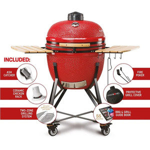 25'' Ceramic BBQ Grill in Red - Red by KAMADO BONO