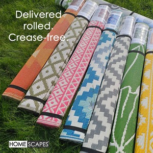 Homescapes Outdoor Rug Luxury Waterproof Reversible, Green May Geometric - Olive Green / 200cm by Homescapes