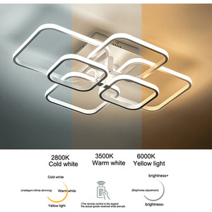 Square White Frame Chandelier LED Ceiling Light - White / 70W by Livingandhome