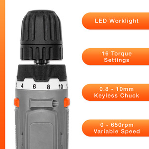 18V Cordless Drill and 89pc Screwdriver Set - Grey by Terratek