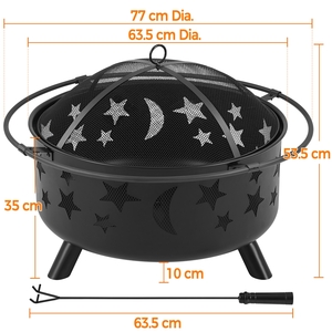Yaheetech Iron Round Fire Pit with Mesh Cover - Black by Yaheetech