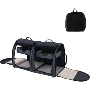 Twin-compartment Pet Carrier - Black by Costway