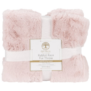Rabbit Faux Fur Throw - Blush / Medium by Divante