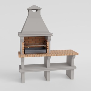 Ibiza Masonry Charcoal BBQ Grill and Side table - White by Callow Retail