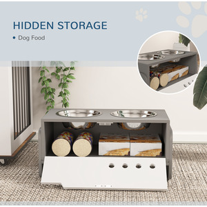 PawHut adjustable Raised Dog Bowls - Grey by PawHut