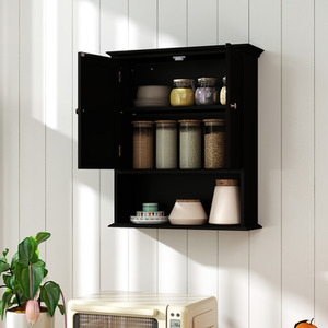 Bathroom Cabinet Wall Mounted Medicine Cabinet - Black by Costway