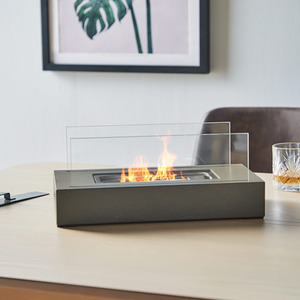 Tabletop Fireplace Bioethanol Fire Pit Rectangle Shape - Grey by VonHaus