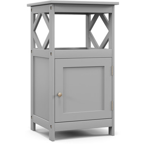 Bathroom Floor Cabinet Single Door Storage Cabinet - Grey by Costway