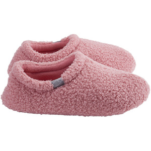 Winter Warm Closed Back Teddy Plush Cotton Slippers - Pinkish by komore
