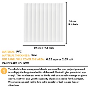 3D Wall Panels (50x50 cm) PVC Cladding Panel in 3D Fluted Line Design by NOVECRAFTO