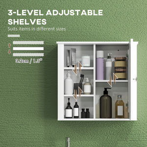 HOMCOM Bathroom Wall Cabinet with Adjustable Shelves - White by HOMCOM