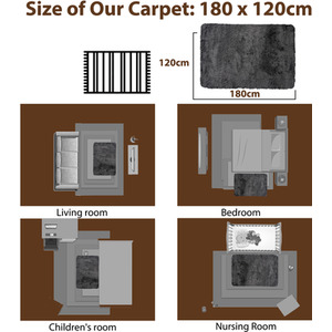 Costway 180 x 120cm Modern Soft Shag Rug-Grey - Grey by Costway