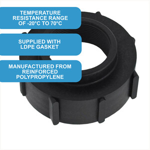 IBC S100x8 (3 Inch) Female Buttress to (2 inch) BSP Female Adapter - Black by DNA PACKAGING LTD