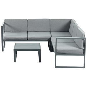 The Chester 5 Seat Metal Corner Garden Set - Grey by Madefor.living