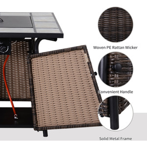 Outsunny Rattan Fire Pit Gas Burner Patio Heater - Brown Wicker, Black Frame by Outsunny