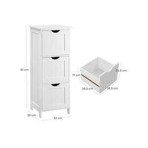 Bathroom Storage Cabinet Unit with 3 Drawers - White by VASAGLE