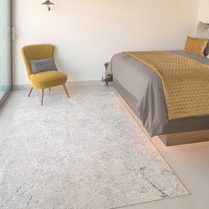 Neutral Greige Gold Distressed Abstract Living Area Rug - Greige / 110 x 60cm by The Rug House