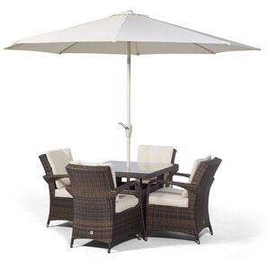Arizona Square Rattan Patio Dining Set - Brown / 4 by Giardino