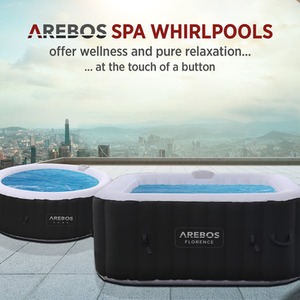 In-Outdoor Whirlpool Square Spa Pool Hot Tub Inflatable - Black by Arebos
