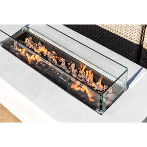 Outdoor Garden XL Round Gas Fire Pit Table with Lava Rocks - Grey by Teamson Home