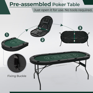 Foldable Poker Table for 8 Players - Green by Costway