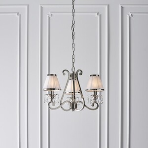 Oksana 3 Light Multi Arm Ceiling Pendant Chandelier Polished Nickel, E14