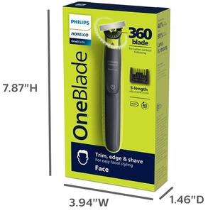 Philips Norelco Oneblade 360 Face Hybrid Electric Trimmer - Black by Philips