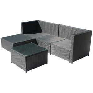 5Pcs Rattan Garden Furniture Set - Black by BIRCHTREE