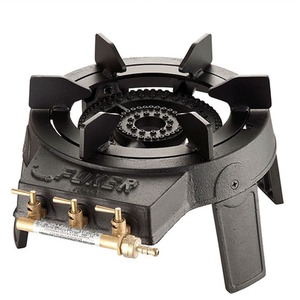 Foker Cast Iron Gas Wok Triple Ring Burner with 3 Valves - Black by Foker