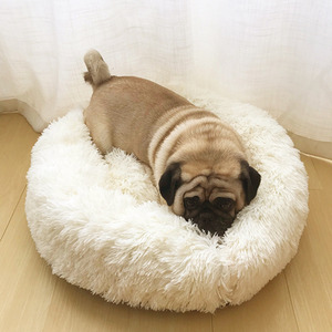 70cm Round Plush Pet Bed - White by Livingandhome