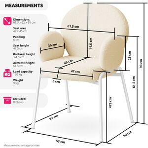 Dining Chair Scandi - Padded Boucle Cover, High Backrest by tectake