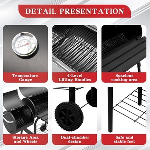 Large Charcoal BBQ Grill with Offset Smoker - Black by Alivio