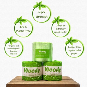 Woody - Tree-Free Premium 3 Ply Bamboo Toilet Rolls - White by Woody