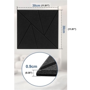 Set Of 12 Square Self Adhesive Acoustic Wall Panels Tiles - Black by Gr8 Home