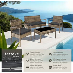 Sparta Rattan Garden Furniture Set - Nature by tectake