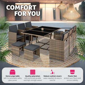 Malaga 641 Rattan Garden Furniture Set with Protective Cover by tectake